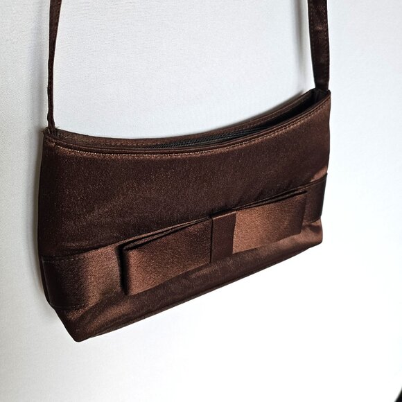 CLAIRE'S Brown Satin Purse / Small Handbag with Bow Accent - Picture 5 of 7